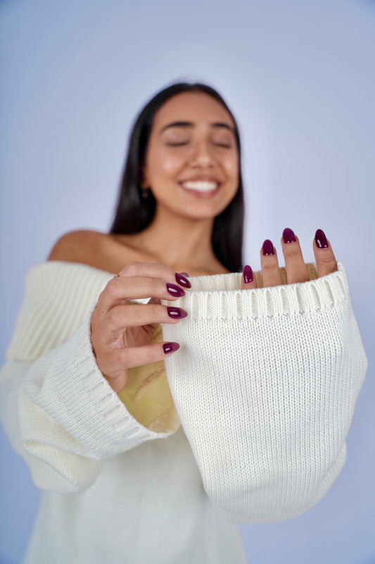 Cream Off-Shoulder Knitted Pullover