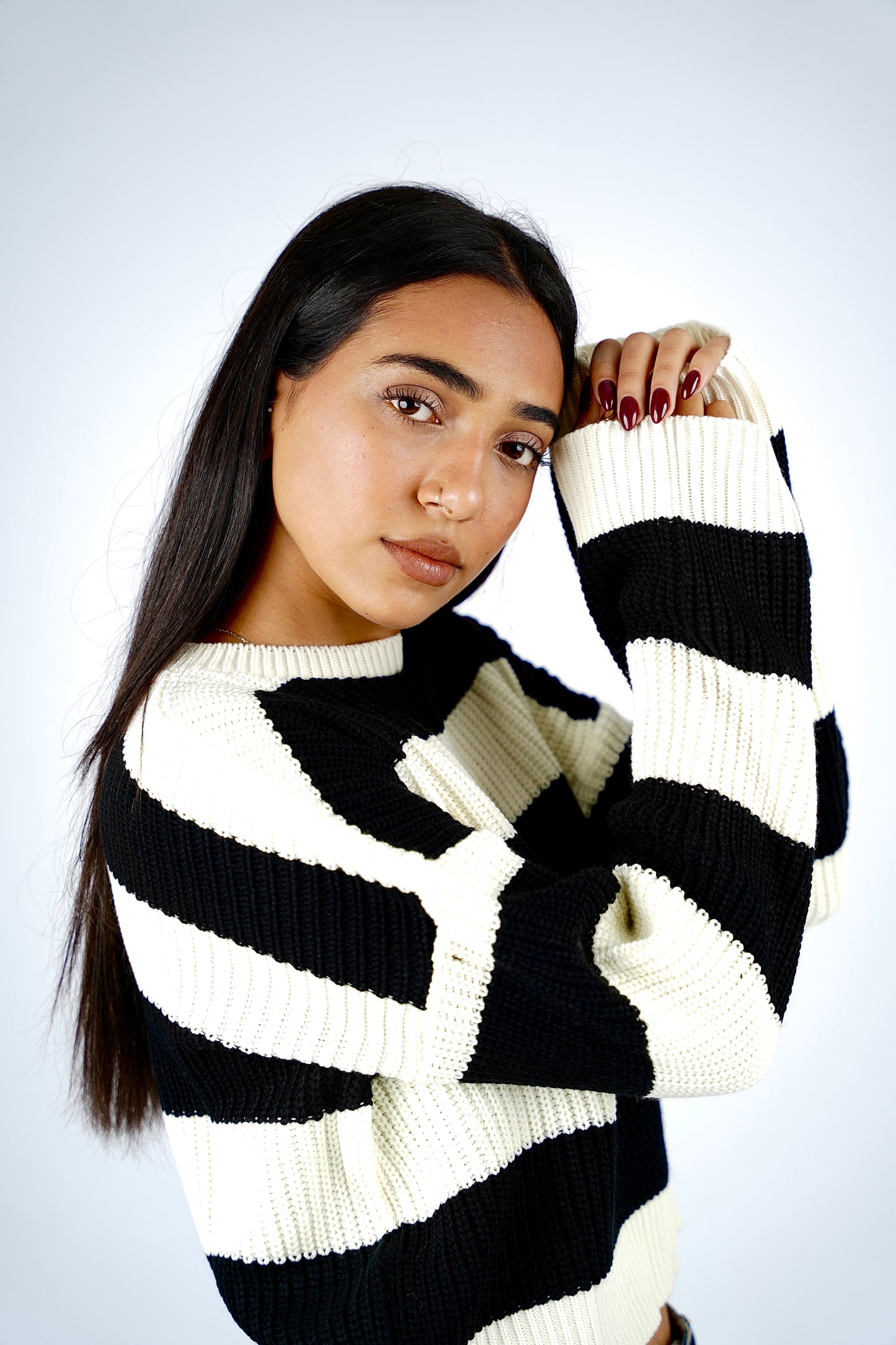 Timeless Stripe Knitted Pullover (Black & White)